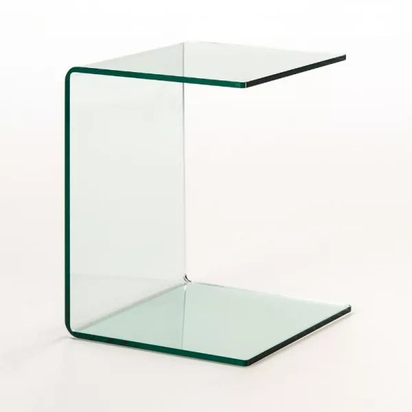 Table d'appoint, bout de canapé 40x40x53 Verre Transparent à associer à Tables Basses Contemporaines En Cuir