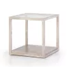 Table d'appoint, bout de canapé 60x60x60 Verre Bois Gris blanchi