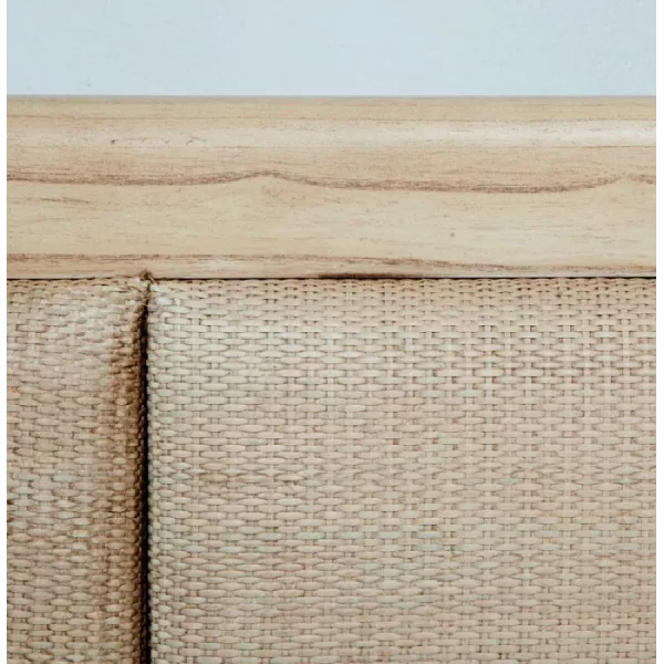 Cabecero 162X9X137 Madera Ratán Blanco Velado asociarse con Cabecero De Cama Valet De Noche Rattan Para Un Estilo Natural