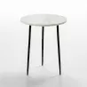 Table d'appoint, bout de canapé 38x38x45 Métal Noir Marbre Blanc