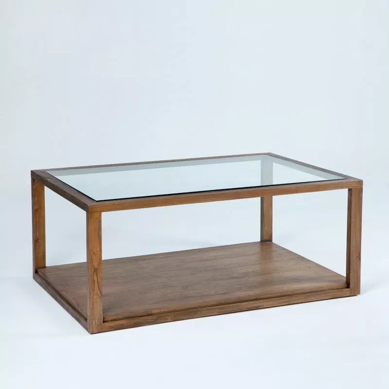 Table basse 110x70x45 Verre Bois Marron