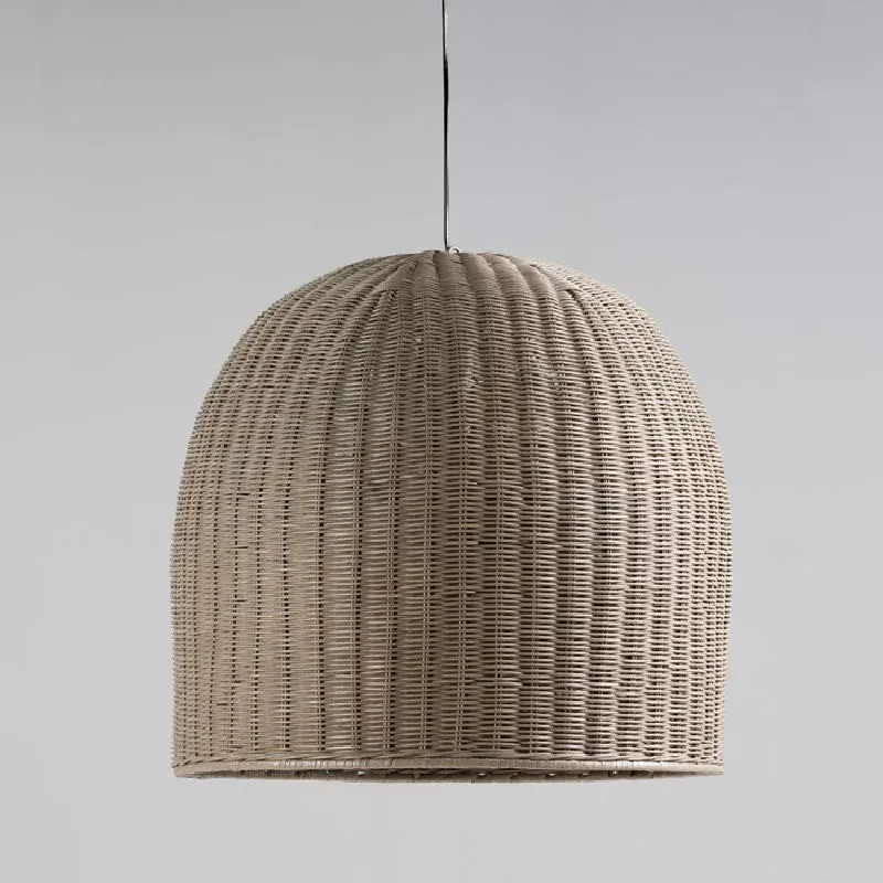 Lampe suspendue avec abat-jour 60x60 Osier Gris