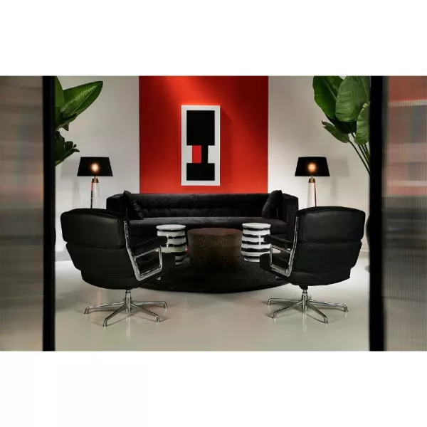 Set 3 Table d'appoint, bout de canapé 76x76x51, 60x60x42, 51x51x36 Métal Or Noir