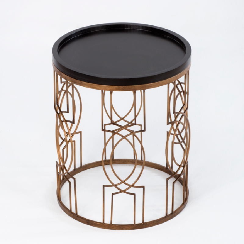 Auxiliary Table 51X51X62 Metal Golden Wood Black to associate with Scandinavian Coffee Tables With a Clean Design