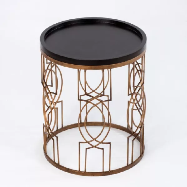 Auxiliary Table 51X51X62 Metal Golden Wood Black to associate with Scandinavian Coffee Tables With a Clean Design