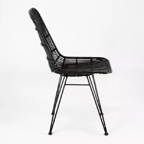 Chaise 57x45x88 Métal Osier Noir