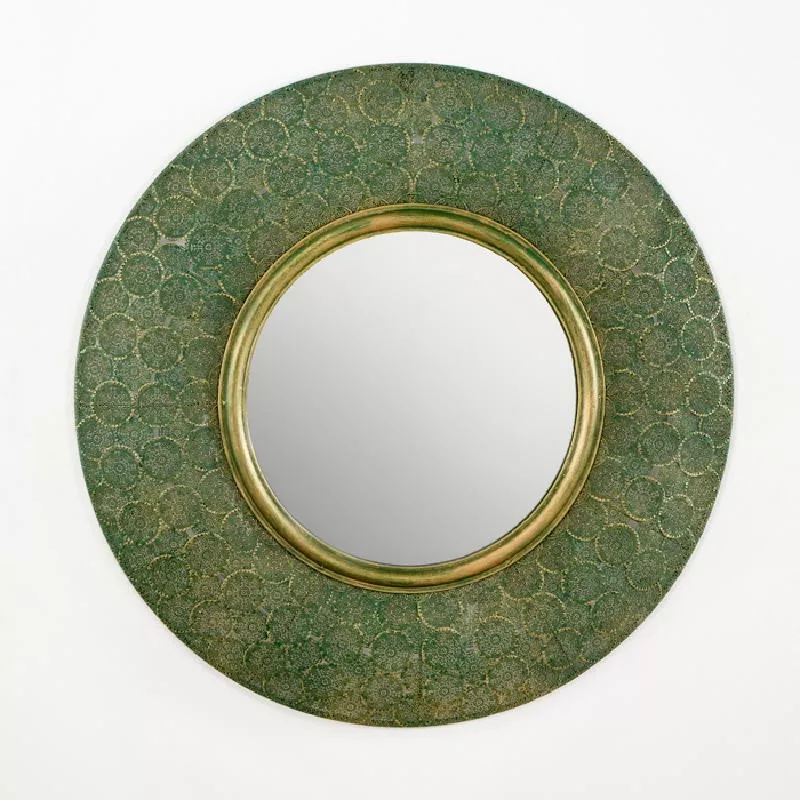 Miroir 86x5x86 Métal Or Vert