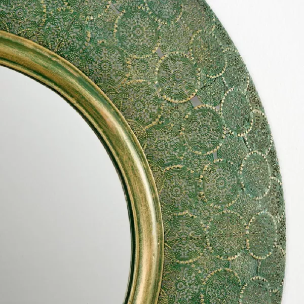 Miroir 86x5x86 Métal Or Vert