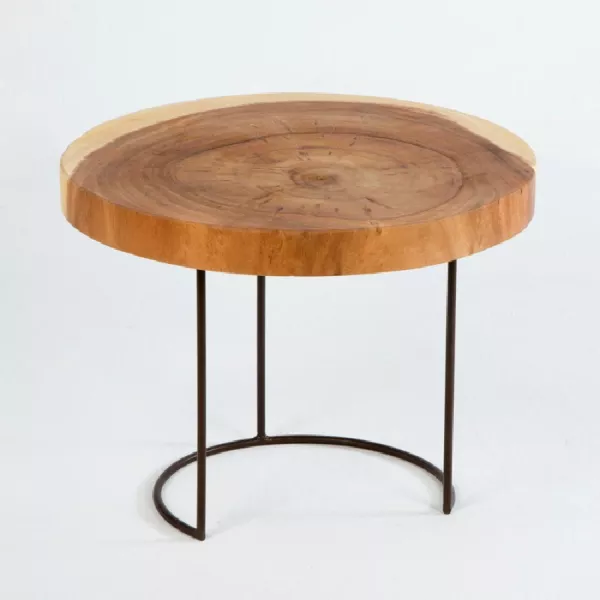 Table d'appoint, bout de canapé 50x50x38 aprox. Métal Bois Naturel