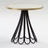 Table d'appoint, bout de canapé 60x58 Métal Noir Or Marbre Blanc