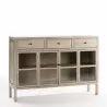 Buffet 160x40x110 Verre Bois Gris Blanchi