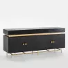 Anrichte 4 Türen 4 Schubladen 180X45X75 Holz/Metall Schwarz/Gold mit assoziieren Moderne Sideboard-Buffet-Aufbewahrungseinheit f