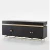 Anrichte 4 Türen 4 Schubladen 180X45X75 Holz/Metall Schwarz/Gold mit assoziieren Rattan-Sideboard-Aufbewahrungseinheit für einen