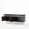 Aparador 4 Puertas 4 Cajones 180X45X75 Madera Negro Metal Oro asociarse con Unidad de almacenamiento tipo buffet, aparador plega