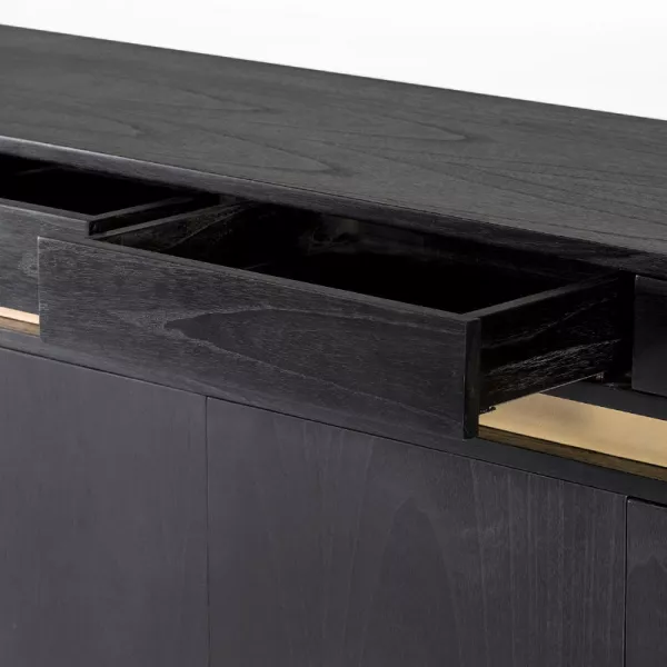 Sideboard 4 Doors 4 Drawers 180X45X75 Wood Black Metal Gold to associate with Weatherproof Garden Sideboard Buffet Storage Unit