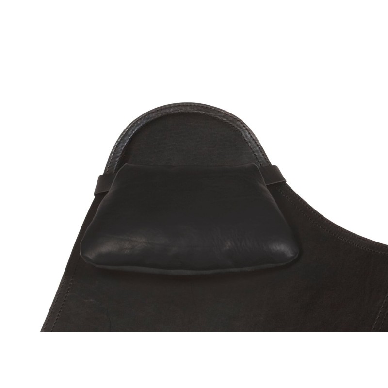 Têtière amovible pour fauteuil en cuir italien BUTTERFLY (noir)