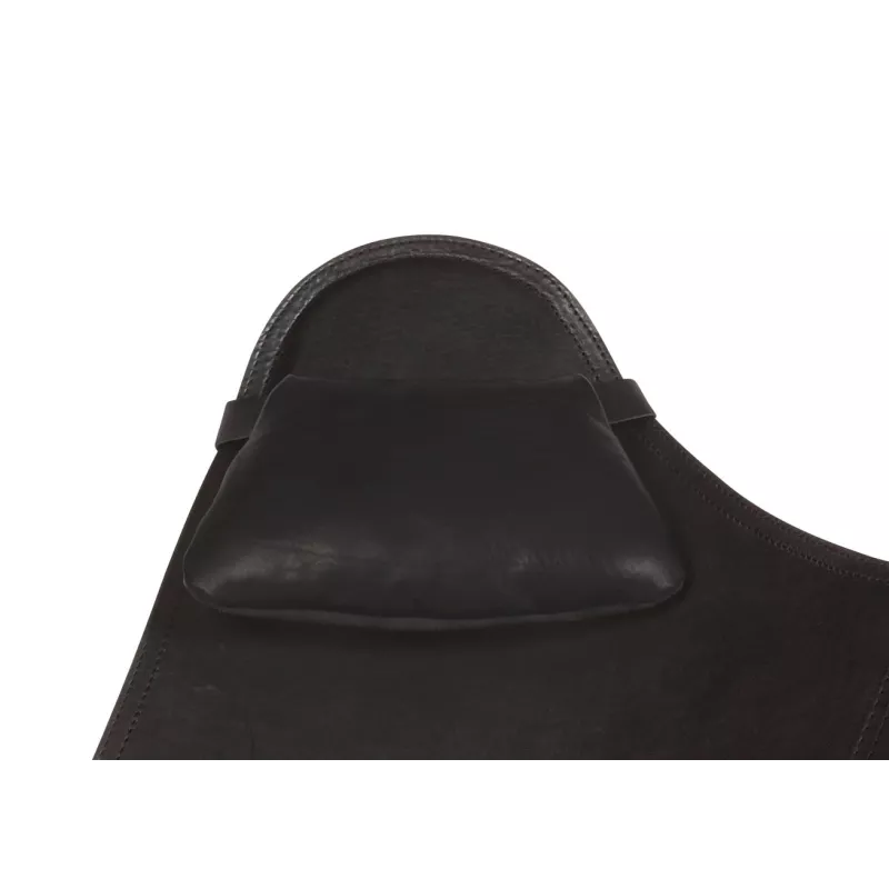 Têtière amovible pour fauteuil en cuir italien BUTTERFLY (noir)