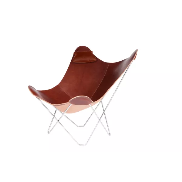 Têtière amovible pour fauteuil en cuir italien BUTTERFLY (marron chocolat)