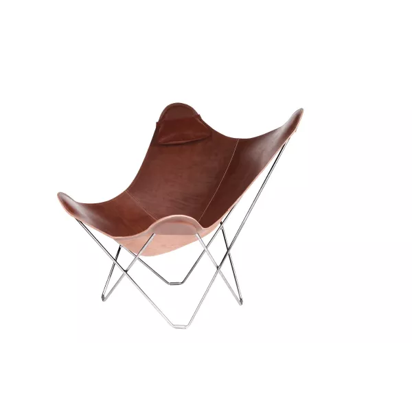 Têtière amovible pour fauteuil en cuir italien BUTTERFLY (marron chêne)