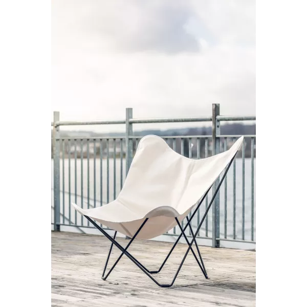 Garden butterfly chair in fabric Sumbrella SUNSHINE MARIPOSA foot black metal (white, ivory) to associate with Practical And Rob