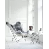 Sheepskin butterfly chair, short hair ICELAND MARIPOSA chrome foot (white, grey) to associate with Designer Armchairs For Dining