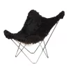 Fauteuil papillon en peau de mouton, poils courts ICELAND MARIPOSA pied chromé (noir)