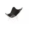 Fauteuil papillon en cuir italien PAMPA MARIPOSA pied chromé (noir)