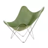 Fauteuil papillon en cuir italien PAMPA MARIPOSA pied chromé (vert)