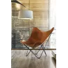 Italian leather butterfly chair PAMPA MARIPOSA black metal foot (brown) to associate with Stackable armchairs to save space