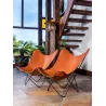 Italian leather butterfly chair PAMPA MARIPOSA black metal foot (brown) to associate with Vintage armchairs for a retro touch