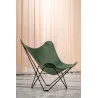 Fauteuil papillon en cuir italien PAMPA MARIPOSA pied métal noir (vert)