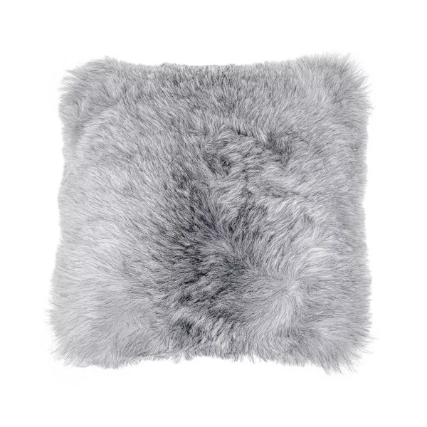 Coussin en peau de mouton, poils courts ICELAND (blanc, gris)