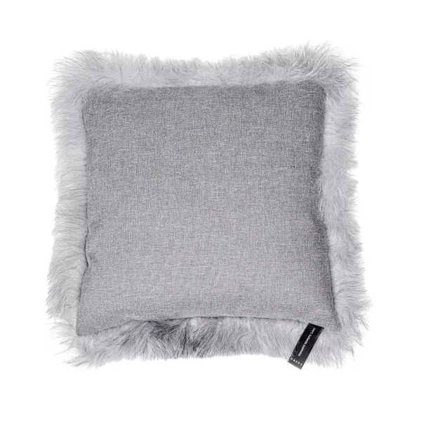 Coussin en peau de mouton, poils courts ICELAND (blanc, gris)