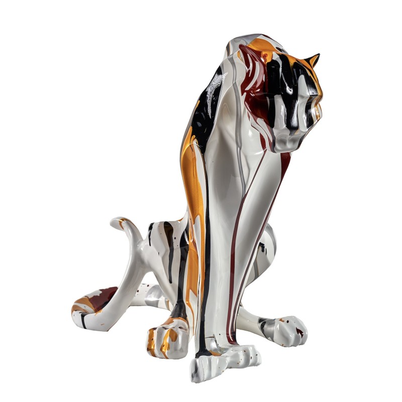 Statuette (multicolor) resin design decorative sculpture Panther H45 to associate with Scandinavian Decorative Objects With a Cl