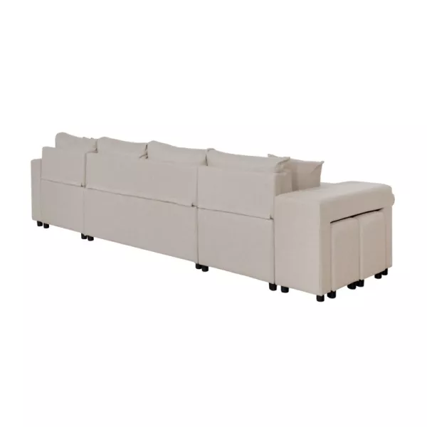 Canapé convertible 6 places tissu Niche à gauche KATIA Beige