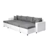 Canapé convertible 6 places tissu PU microfibre Niche à gauche KATIA Gris, blanc