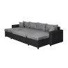 Canapé convertible 6 places tissu PU microfibre Niche à gauche KATIA Gris, noir