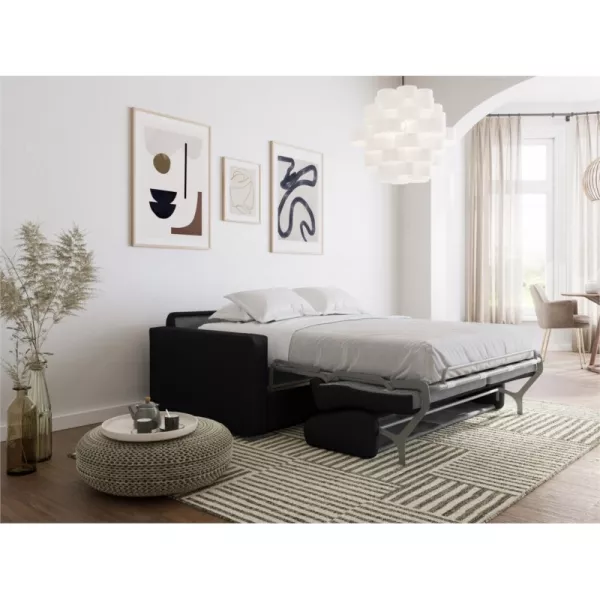 Canapé convertible 3 places cuir Matelas 140 cm NOELISE Noir