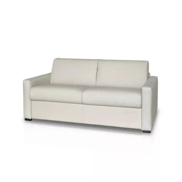 Canapé convertible 3 places cuir Matelas 140 cm NOELISE Beige