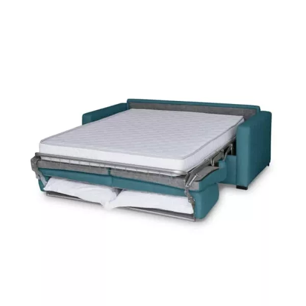 Canapé convertible 3 places tissu Matelas 140 cm NOELISE Bleu canard