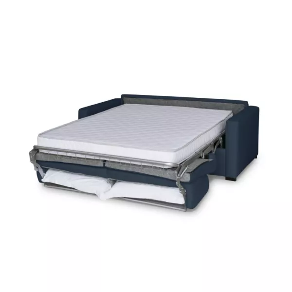 Canapé convertible 3 places tissu Matelas 140 cm NOELISE Bleu foncé