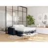 Canapé convertible 3 places tissu Matelas 140 cm NOELISE Bleu foncé