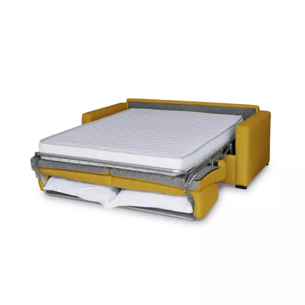 Canapé convertible 3 places tissu Matelas 140 cm NOELISE Jaune