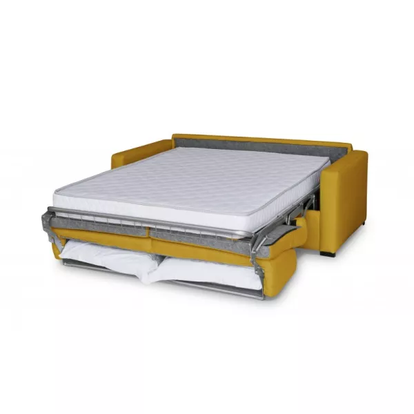 Canapé convertible 3 places tissu Matelas 160 cm NOELISE Jaune