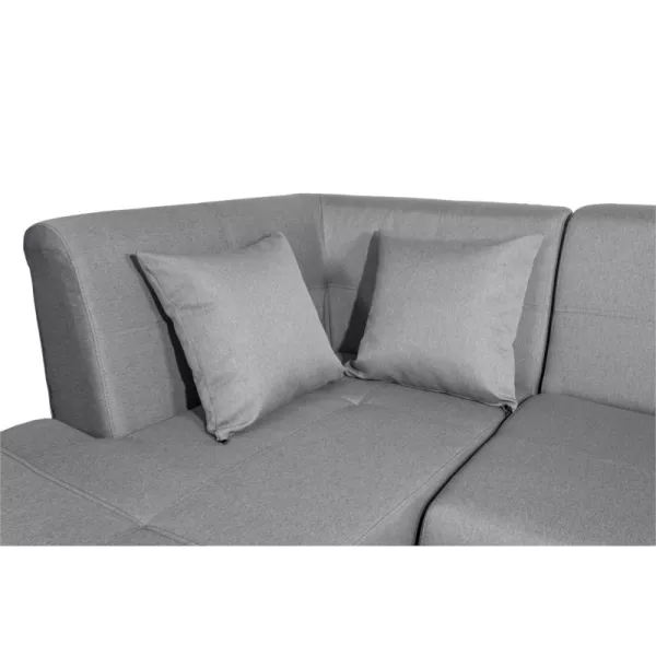 Canapé d'angle convertible 5 places tissu pieds bois Angle Gauche FORTY Gris