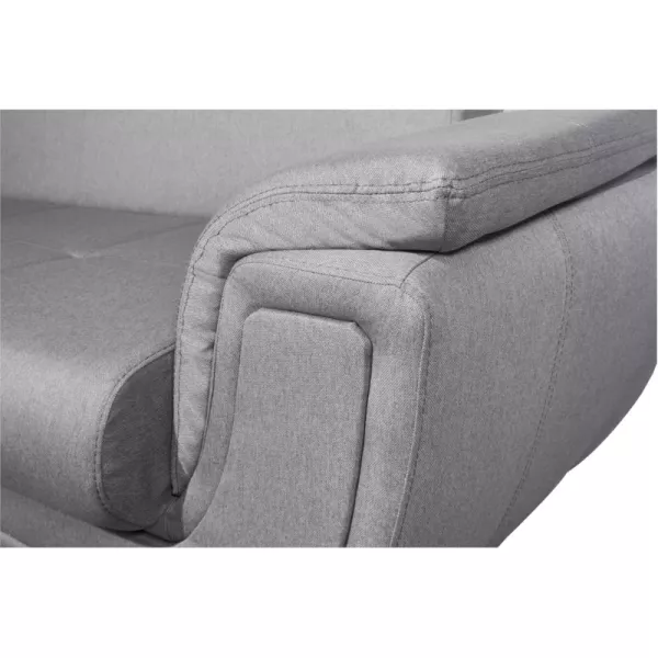 Canapé d'angle convertible 5 places tissu pieds bois Angle Gauche FORTY Gris