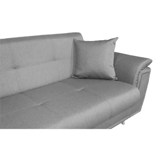 Canapé d'angle convertible 5 places tissu pieds bois Angle Gauche FORTY Gris