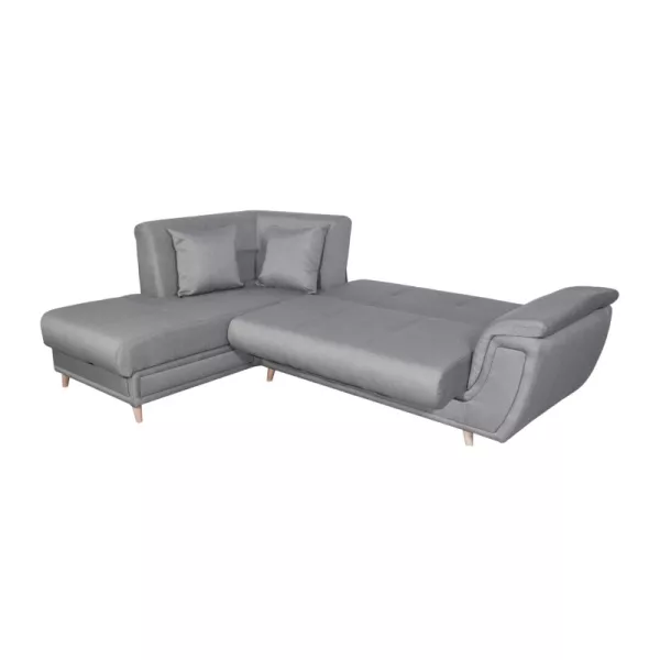 Canapé d'angle convertible 5 places tissu pieds bois Angle Gauche FORTY Gris