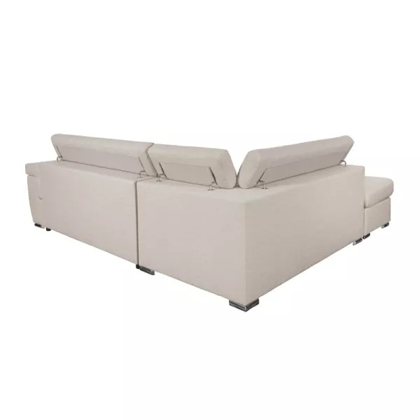 Canapé d'angle convertible 5 places coffre tissu Angle Gauche IVY Beige