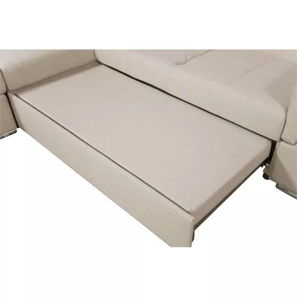 Canapé d'angle convertible 5 places coffre tissu Angle Gauche IVY Beige